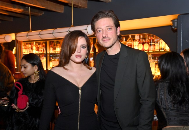 NEW YORK, NEW YORK - FEBRUARY 13: (L-R) Bella Thorne and Mark Emms attend the amfAR New York Fashion Week Cocktail Party at The Mulberry on February 13, 2024 in New York City.