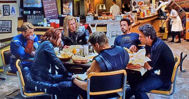 the avengers schwarma scene