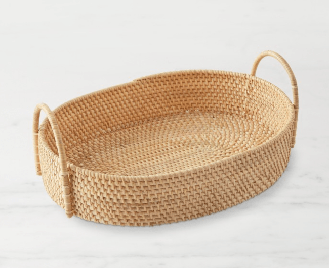 Williams Sonoma Light Woven Oval Tray