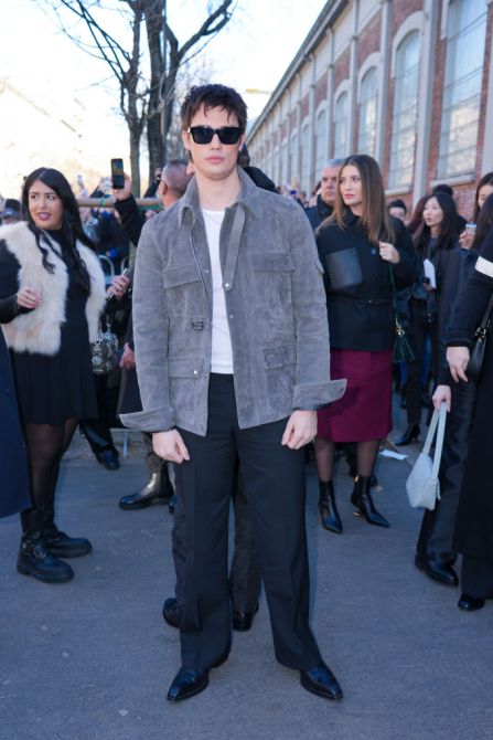 Nicholas Galitzine, Fendi, Milan Fashion Week, suede
