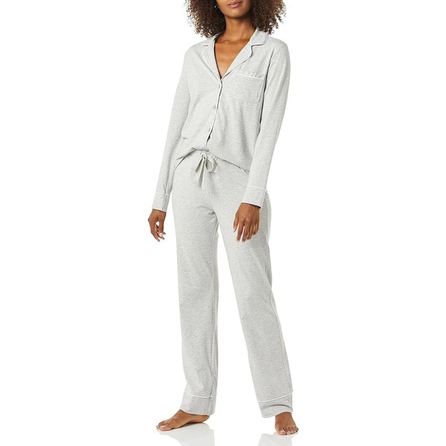 Amazon Essentials Women's Cotton Pajama Set in light grey