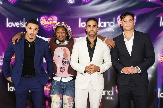 Miguel Harichi, Kordell Beckham, Kendall Washington and Kenny Rodriguez attend the "Love Island USA: The Reunion" photo call at Chelsea Studios on August 14, 2024 in New York City