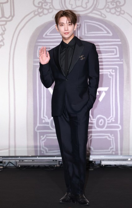 Joshua of SEVENTEEN attends SEVENTEEN Best Album '17 Is Right Here' Press Conference at Conrad Seoul in Yeongdeungpo-gu on April 29, 2024 in Seoul, South Korea.