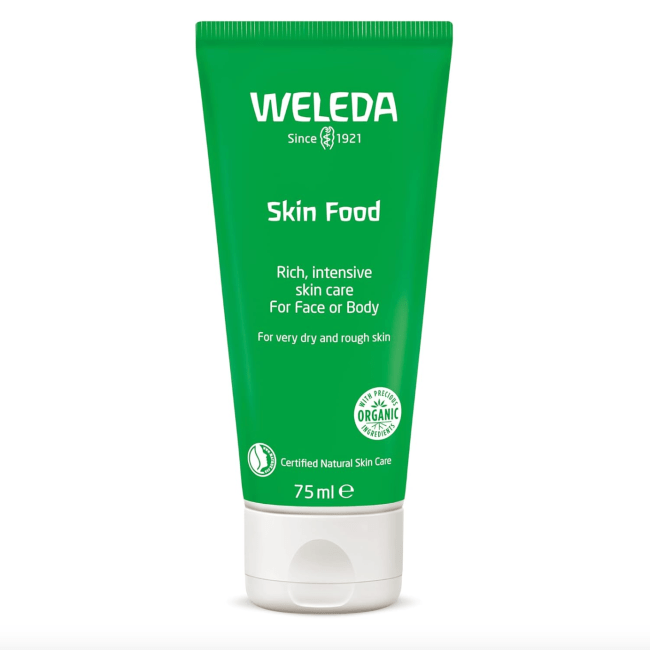 Weleda Skin Food in a green bottle.