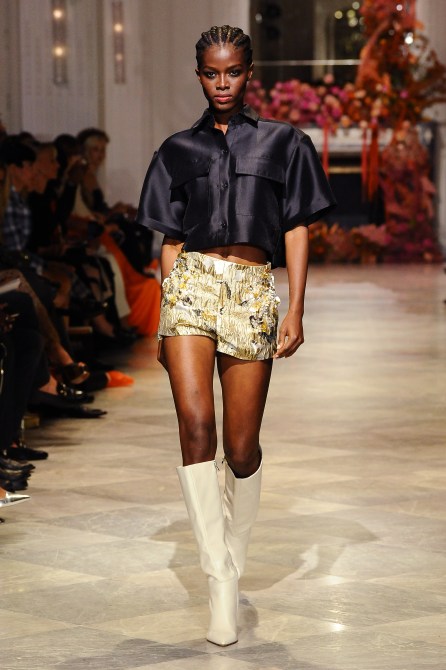 A model walks the runway at the Bibhu Mohapatra show during September 2024 New York Fashion Week