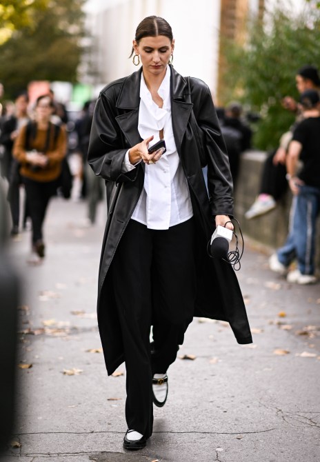 leather trench coat street style