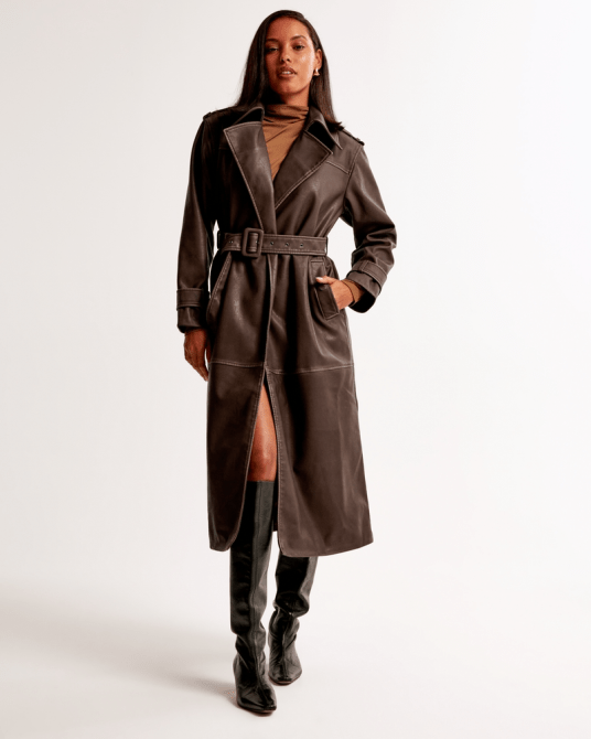 Abercrombie & Fitch Vol. 28 Vegan Leather Trench Coat