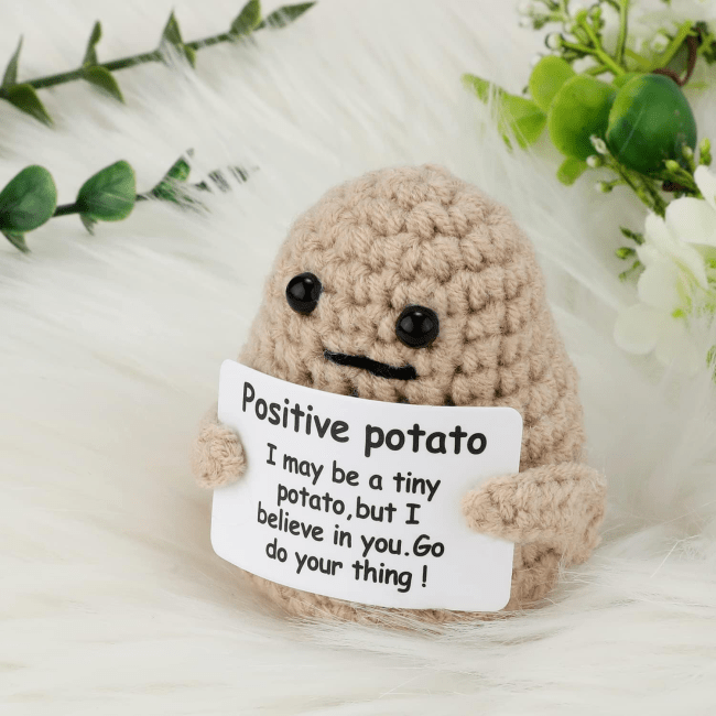 TOYMIS Mini Funny Knitted Wool Potato Toy with Positive Card