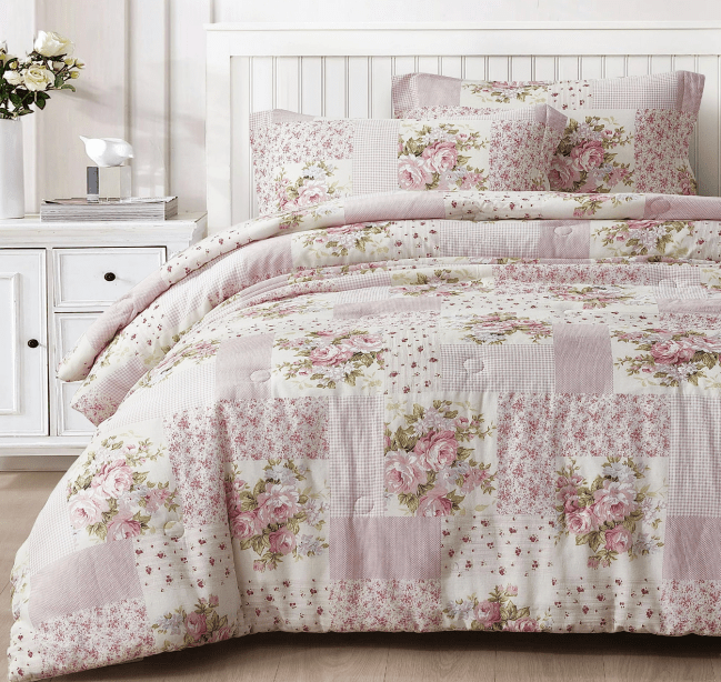A patchwork bedding set