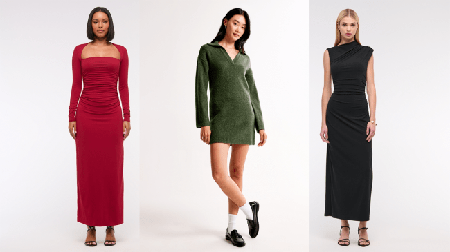 Three models wearing Abercrombie & Fitch dresses