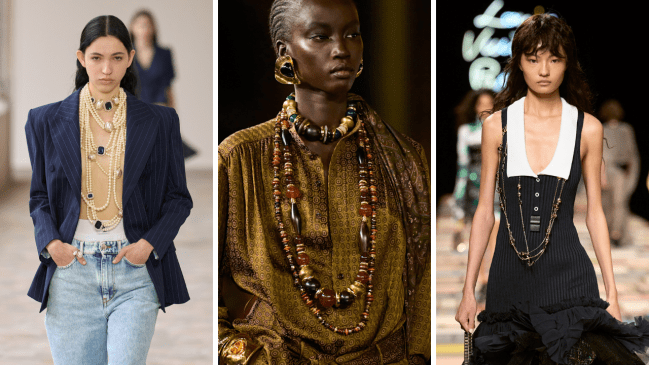 vivetta, saint laurent, louis vuitton necklaces spring/summer 2025 runways