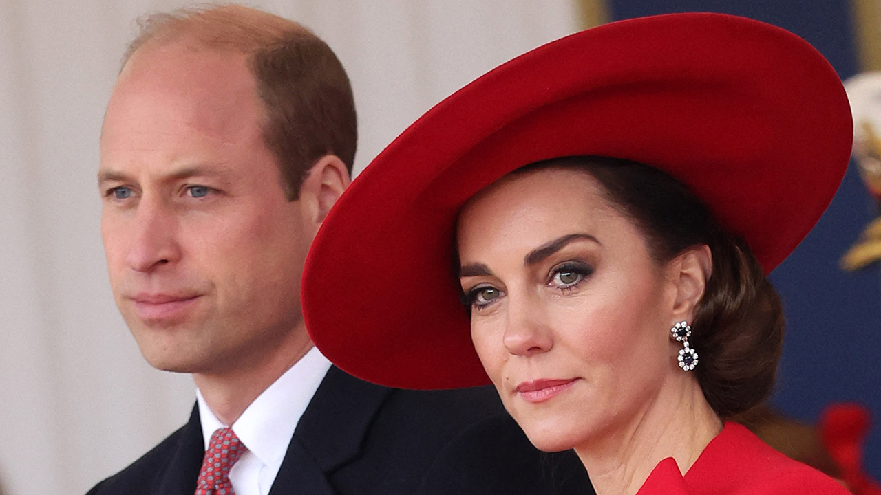 Britain's Prince William, Prince of Wales and his wife Britain's Catherine, Princess of Wales attend a Ceremonial Welcome for South Korea's President, on Horse Guards Parade in central London on November 21, 2023, on the first day of a three-day state visit to the UK. South Korean President Yoon Suk Yeol and First Lady Kim Keon Hee began a three-day trip to the UK on Tuesday, with King Charles III's hosting his first state visitors since his coronation