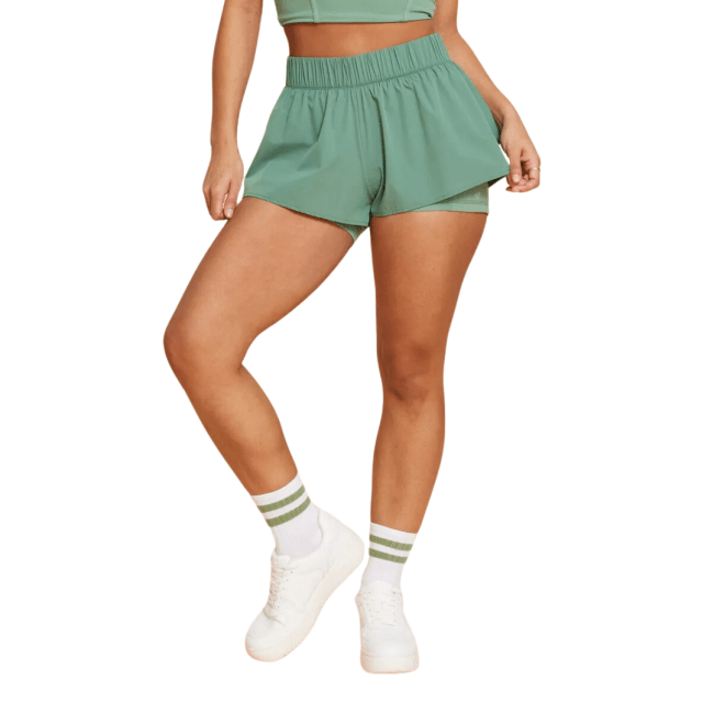Blogilates Ruffle Woven Mid-Rise Shorts
