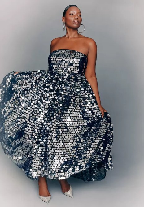 ELOQUII Paillette Dress With Big Skirt