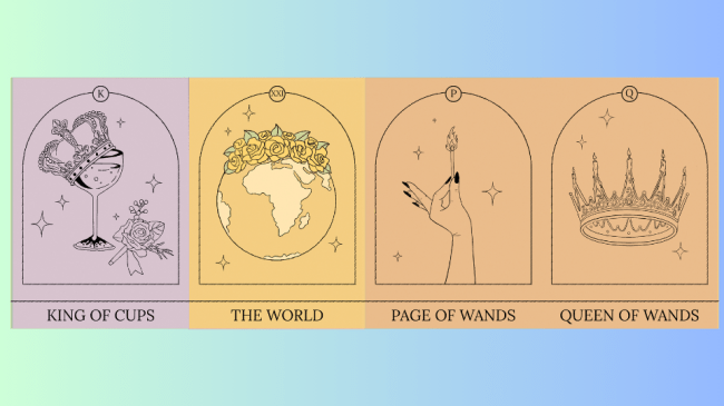 A series of Tarot cards