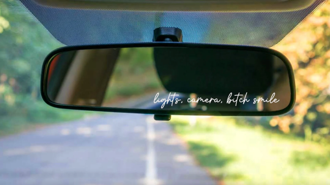 Lights, Camera, Bitch Smile Mirror Decal