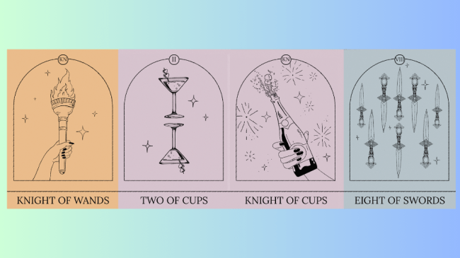 A series of Tarot cards
