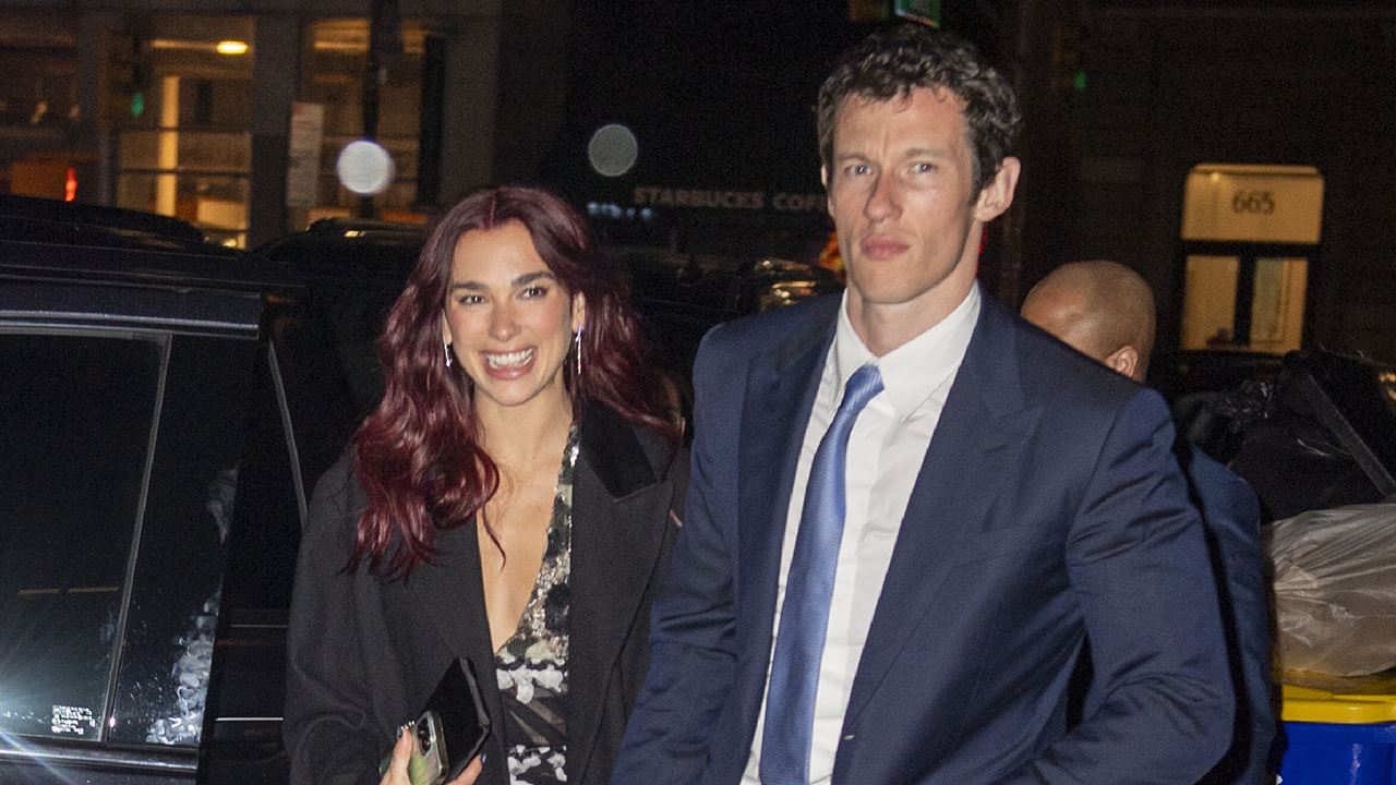 MANHATTAN, NEW YORK - APRIL 25: Dua Lipa and Callum Turner are seen going to dinner on April 26, 2024 in Manhattan, New York