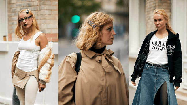 Fashion week guests with honey blonde hair.