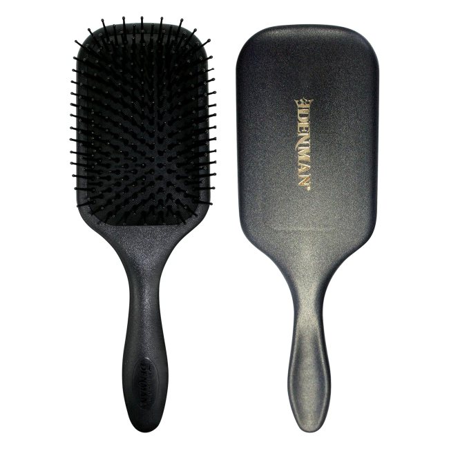 A black Denman Paddle Cushion Hair Brush.