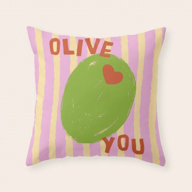 Love You Olive Kitchen Art Throw Pillow