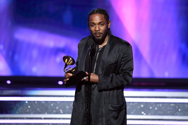 NEW YORK, NY - JANUARY 28:  Recording artist Kendrick Lamar accepts Best Rap Album for 'DAMN.' onstage during the 60th Annual GRAMMY Awards at Madison Square Garden on January 28, 2018 in New York City.