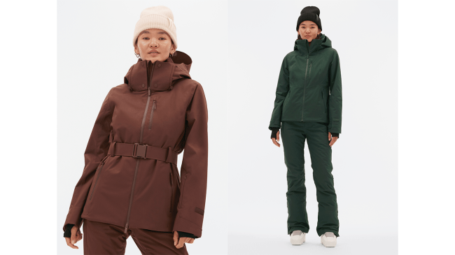 Two models wearing Halfdays ski jackets