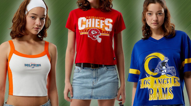 Three models wearing The Wild Collective x PacSun NFL Collection