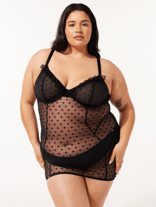 Savage X Fenty Ruffle Luv Underwire Slip in black