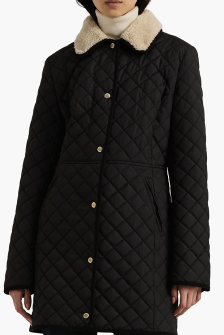Lauren Ralph Lauren Quilted Jacket with Faux Shearling Collar