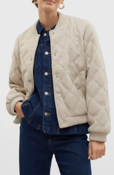 Vera Moda Fortunedora Water Resistant Quilted Bomber Jacket