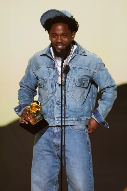 LOS ANGELES, CALIFORNIA - FEBRUARY 02: Kendrick Lamar accepts the Record of the Year award for "Not Like Us" onstage during the 67th Annual GRAMMY Awards at Crypto.com Arena on February 02, 2025 in Los Angeles, California.
