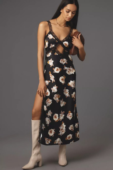 Lace-Trimmed Reversible Slip Dress