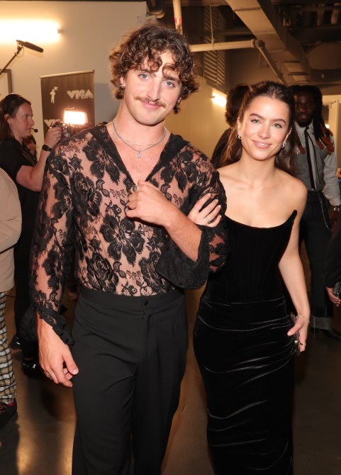 Benson Boone and Maggie Thurmon at the 2024 MTV Video Music Awards held at UBS Arena on September 11, 2024 in Elmont, New York.