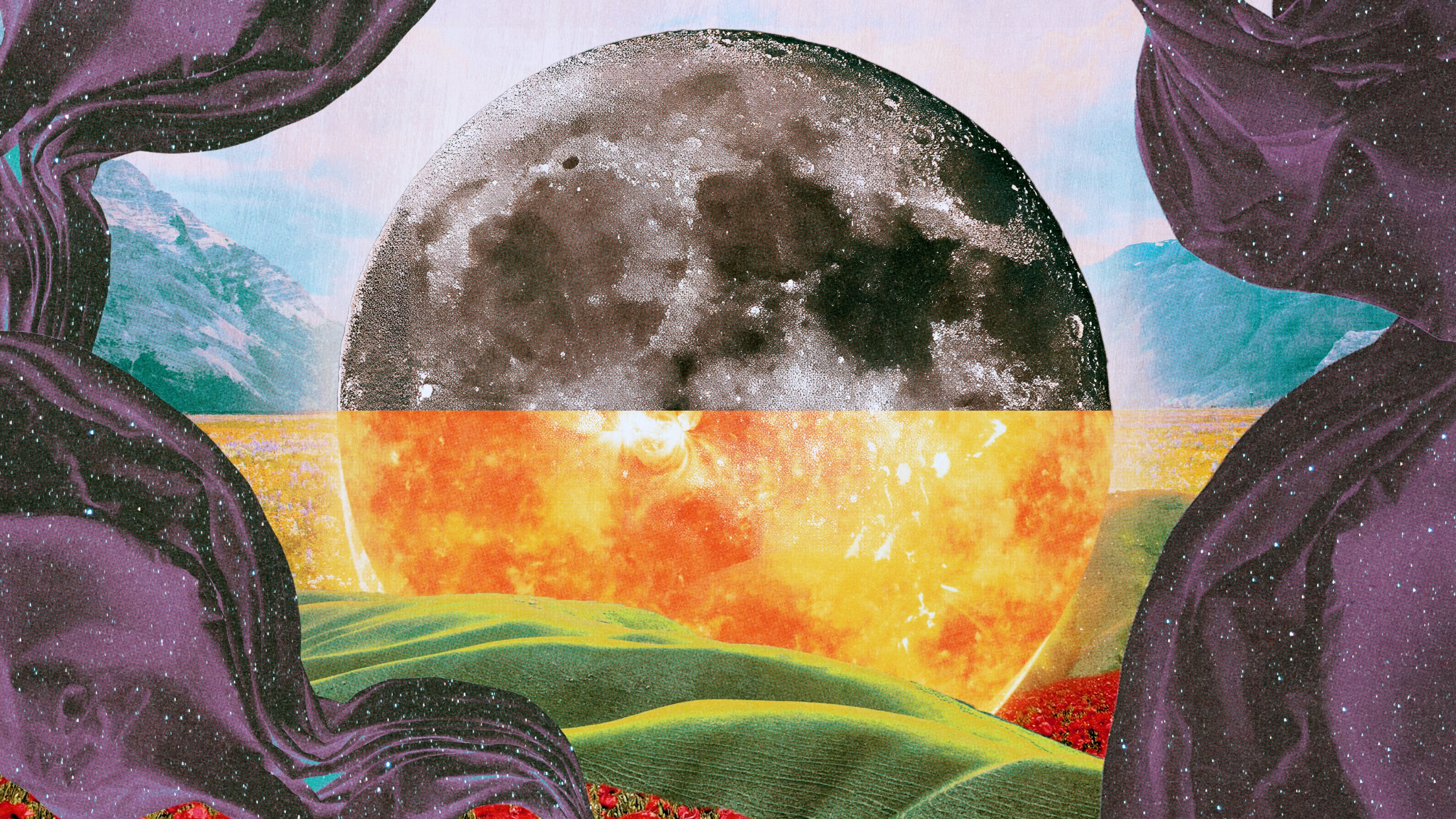 A planet in which one half is the moon and the other half is the sun, in representation of the spring equinox.