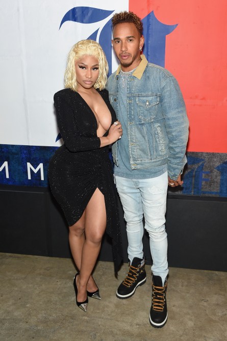 NEW YORK, NY - SEPTEMBER 10:  Nicki Minaj and Lewis Hamilon attend the TommyXLewis Launch Party at Public Arts on September 10, 2018 in New York City.
