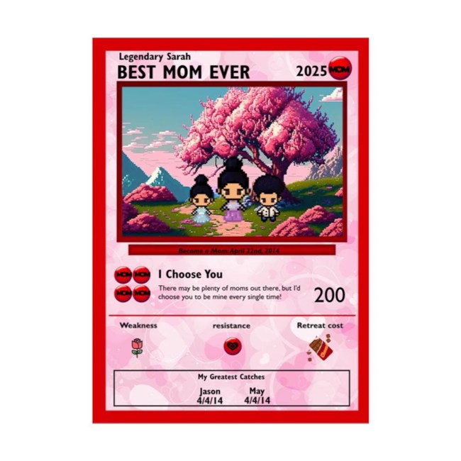 A red game card with the text 'Best Mom Ever'