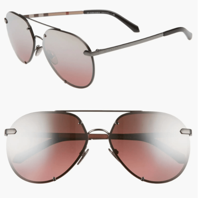 Burberry Trench 61mm Aviator Sunglasses