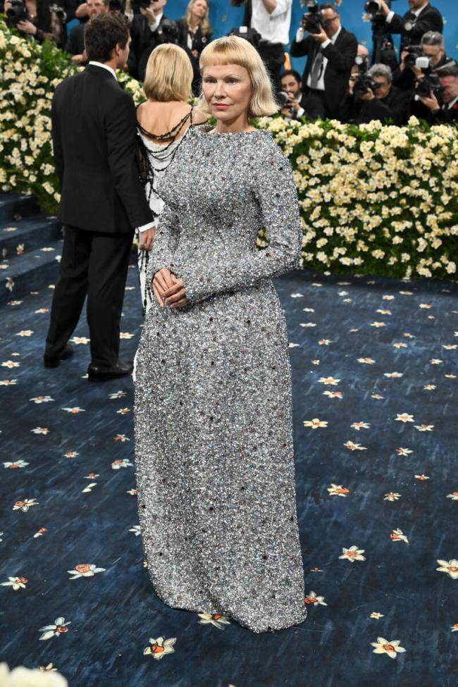 Pamela Anderson at The 2025 Met Gala Celebrating "Superfine: Tailoring Black Style" held at the Metropolitan Museum of Art on May 05, 2025 in New York, New York.