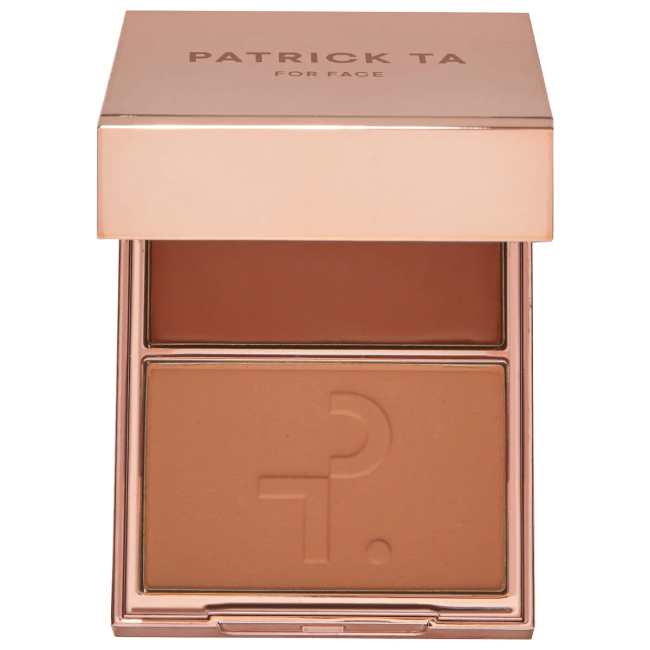 Patrick Ta Major Headlines Double-Take Blush Duo in a gold compact.