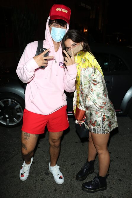 LOS ANGELES, CA - JULY 27:  Bryce Hall and Addison Rae are seen on July 27, 2020 in Los Angeles, California.