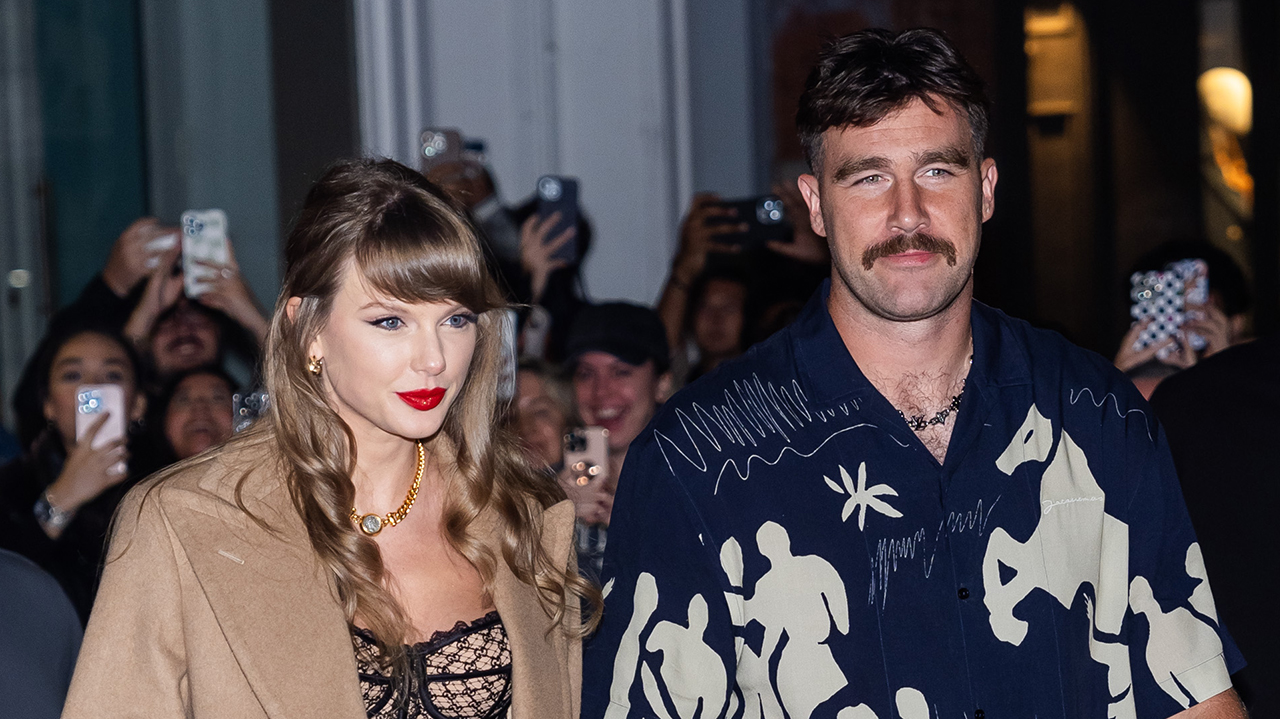 NEW YORK, NEW YORK - OCTOBER 11: Taylor Swift (L) and Travis Kelce are seen in SoHo on October 11, 2024 in New York City.