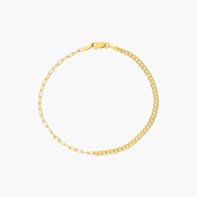 James Allen Combo Paperclip and Curb Chain Bracelet In 14K Yellow Gold