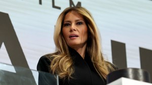 NEW YORK, NEW YORK - JANUARY 28: First Lady Melania Trump Rings NYSE Opening Bell To Celebrate Upcoming Film "Melania" at New York Stock Exchange on January 28, 2026 in New York City.